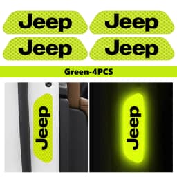For Jeep 4pcs Car Logo Door Reflective Strips Sticker Security Warning Stickers Accessories Cherokee Wrangler JK Gladiator