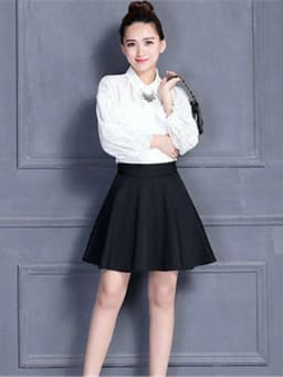 Skirts Women Size M-3XL Pleated Solid Pocket Elastic Waist Middle Skirt Trendy All-match Office Lady Skin-friendly Elegant