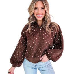 Women Polka Dot Sweatshirt Half Zip Pullover Oversized Loose Fit Long Sleeve Casual Tops Autumn Winter Streetwear