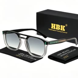 HBK Retro Men's Pilot Sunglasses Flat Top Double Bridge Design Gradient Sunglasses Women's Outdoor Travel Summer Glasses