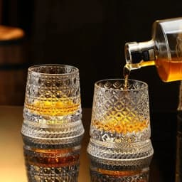 2PCS Whiskey Glasses Rotating Whisky Glass With Glass Base 360 Rotate Degrees Crystal Rum Glass For Cocktail Party Drinking Gift