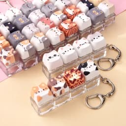 Kawaii Cat Relax 4-Key Keyboard Button Fidget Toy Mini Fidget Keychain Portable Stress Relief Toy Bag Charm Decompression Toy