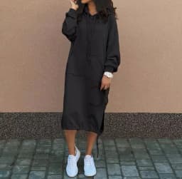 Pullover Hooded Hoodie Regular Thickness Elegant Commuter with Pocket Sweatshirt Loose Fit Wrinkle Treatment Long Hoodie