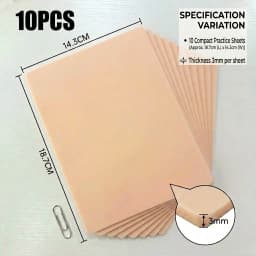 A4 Size Tattoo Practice Skin 3/1mm Double Side Silicone Permanent Makeup Eyebrow Synthetic Leather Training Fake Skin Accessory