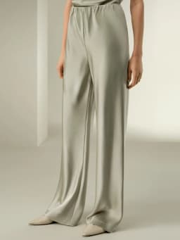 Bornladies Women's 2026 Spring Summer New Solid Satin Pants Fashionable Comfortable Satin Mid-Waist Straight-Leg Casual Pants