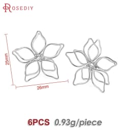 18K Gold Color 3D Wire Flower Charms Pendants High Quality Diy Jewelry Making Necklace Earrings Accessories for Women