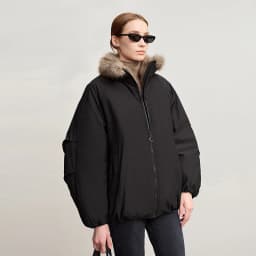 AMII Women's Jacket 2025 Winter New Loose Medium And Long Fur Collar Long Sleeve Zipper Casual Warm Parkas Jacket Woman 12544100