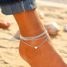 Modyle 2024 New Bohemia Handcuffs Anklet Multilayer Silver Color Foot Chain Fashion Ankle Bracelet For Women Beach Jewelry