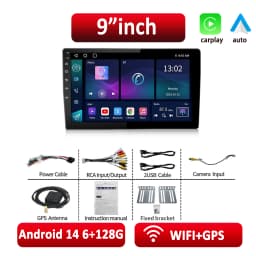ESSGOO Android 14 Car Radio Wireless Carplay Auto 6 128G Car Multimedia Player GPS Navigator Wi-Fi FM BT Car Stereo