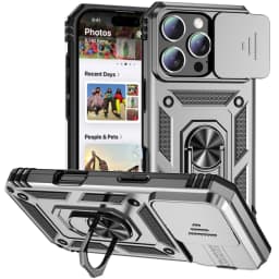 Ring Stand Rotating Slide Camera Lens Military Grade Armor Case for iPhone 17 16 E 14 13 12 11 15 Pro Max Plus Mini Cover