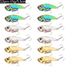 12pcs Fishing Lures Spoon For Pike 3g 7g 10g 15g 20g Treble Hook Spoon Wobble Metal Hard Bait Vib Spoonbait Fishing Tackle Lure