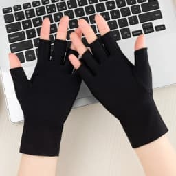 Beige Black Summer Half Fingers Gloves Breathable Thin Semi-Finger Driving Gloves Women Sunscreen Fingerless Elasticity Gloves
