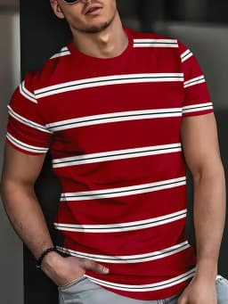 T-Shirt for Men Classic Plaid Stripe Print Casual T-Shirts Summer Fashion Harajuku Oversized Short Sleeve O-Neck Men's Clothing