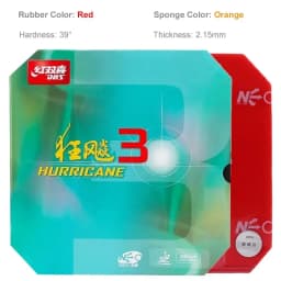 DHS-Hurricane 3 NEO Table Tennis Rubber, 37 Degrees Soft, Hurricane-3, Pips-in Ping Pong Sponge, No Need for a Booster