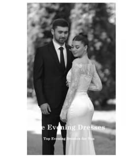 Eightale Boho Wedding Dresses Strapless Lace Long Sleeves Satin Customized Mermaid Bridal Gowns vestidos de novia