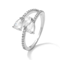 ZAKOL Cute White Geometric Zirconia Leaf Open Adjustable Rings for Women Party Jewelry 2023 New