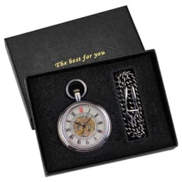 Open Face Roman Numerals Display Automatic Pocket Watch Bronze Metal Case Retro Punk Pendant Self Winding Pocket Clock
