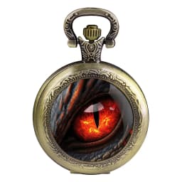 Exquisite Dragon Eye Glass Dome Quartz Pocket Watch Arabic Numeral Dial Vintage Men Women Necklace Pendant Creative Clock Gift