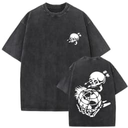 Forward Observations Group Vintage Washed T-shirt Skeleton Graphic T Shirts Men Women Fashion Oversized T-shirts Male Streetwear