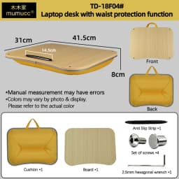 Mumucc's Laptop Desk With Lumbar Support & Accessories, Including A Detachable Tabletop, A Cushion Filled With Foam Particles