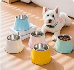 Macaron Color High Bowl Non Slip Cervical Spine Protection Stainless Steel Removable Pet Rice Bowl Water Bowl Pet Supplies