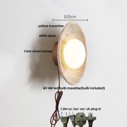 IWHD Nordic Modern LED Wall Lights Living Dining Room Bar Yellow Travertine Interior Home Decor Creatvie Bedside Lamp Lamparas