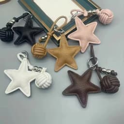 Handmade Star Woven Ball Keychain for DIY Bag Pendant Creative Gift for Women Charm Hanging Decoration Accessories