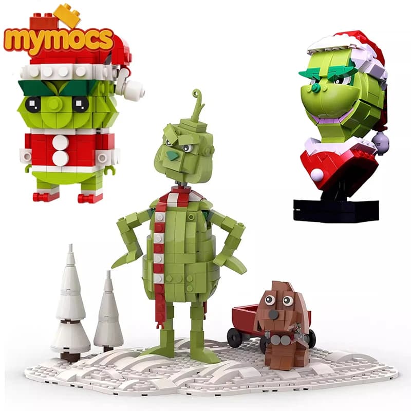 Mymocs MOC Ideas Fairy Tale Green Haired Monster Anime Figures Sculptures Bricks Headz Sets Building Blocks Toys Christmas Gift