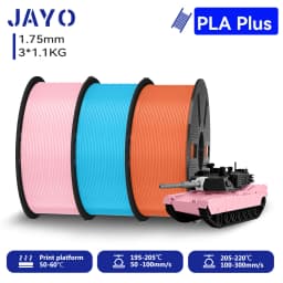JAYO 3*1.1KG PLA + Filament 1.75MM PLA Plus 3D Printer Filament 1.1KG/roll For FDM Neatly Wound Coloful 3D Printing Material for 3D Printer & Pen