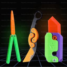 New 3D Mini Butterfly Knife Printing Gravity Knife Cub Jumping Small Radish Knife Mini Model Pendant Push Card Decompression Toy