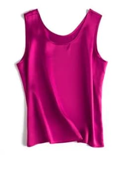 SuyaDream. Women Basic Cozy Tanks, 100% Real Silk, O Neck Sleeveless Chic T Shirt, 2025 Solid Summer Vests, White, Pink, Beige