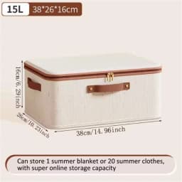 Large Household Storage Box Heavy-duty Hard Shell Cotton Linen Zipper Storage Organizer Box with Lid for Clothes Toys Blankets 