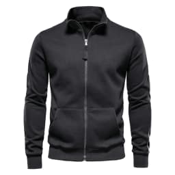 Autumn Winter Stand Collar Zip-Up Long Sleeve Sweatshirt Men's Color-Block Sportswear