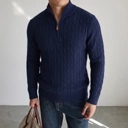 New Men's Cable Knit Half Zip Sweater Casual Stand Collar Knitted Pullover Warm Winter Cardigan Jacket Outerwear Coat for Men