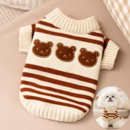Dog Sweaters for Small Dogs Cute Bear Cardigan Pet Coat Autumn Winter Striped Puppy Clothes Dog Warm Knitted Jacket Dog Pullover