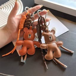 1 Piece Leather Little Bear Woven Rope Backpack Pendant Decoration Fashion DIY Keychain Bag Accessories