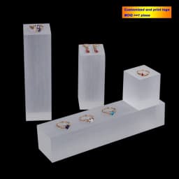 Acrylic Clear Square Sheet Stamping Block Cosmetics Display Stand Pad Ornaments Rings Necklace Jewelry Holder Photography Props