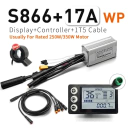 Ebike Sine WaveDisplay Controller 17A26A30A Three-Mode 24V/36V/48V with Learning Function S866 LCDColor Display 350W-1000W Motor