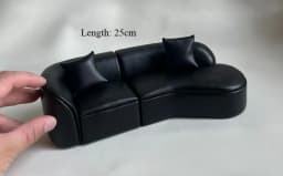 Doll house sofa furniture model simulation double leather sofa Miniature Furniture Armchair Sofa Footstool Doll Decor Toy