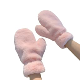 Women Cute Lovely Sweety Soft Solid Plush Fluffy Winter Keep Warm Gloves Cold Protection Windproof Thickened Mittens