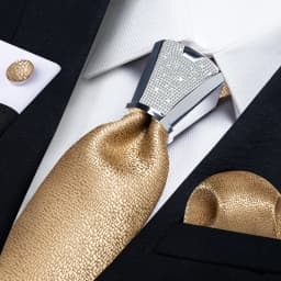DiBanGu Business Plaid Black Solid Luxury Elegant Silk Ties for Men Designer Tie Buckle Handkerchief Cufflinks Wedding Accessory