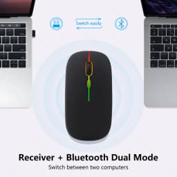 GOOJODOQ Bluetooth + 2.4G Dual-mode Mouse Rechargeable Colorful Light 800-1200-1600 DPI Noiseless Click Ergonomic Design
