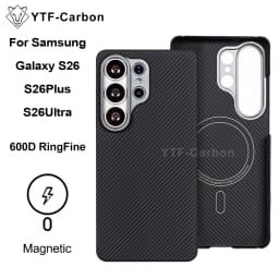 YTF-carbon Luxury Real Kevlar Case for Samsung Galaxy S26 Ultra/S26Plus/S26, Aramid Fiber Magnetic MagSafe Cover