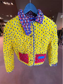 Reversible Jacket Retro Print Color Block Coat Woman Lapel Collar Top Striped Patch Pocket Outerwear Winter Autumn Clothes