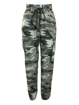 Camouflage Print Drawstring Pocket Design Cargo Pants Women High Waist Cargo Slim Pencil Pants Harem Jogger Trousers Sweatpants