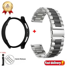 Metal Starp+Case for Samsung Galaxy Watch6 Classic 43mm 47mm PC Case for Galaxy Watch6 5 40mm44mm Stainless Steel Bracelet Strap