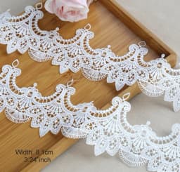 Width:8.1cm (3.24") Fashion Flower Polyester Silk Lace Embroidery Laces Fabric Clothing Decoration Accessories(SS-2120)
