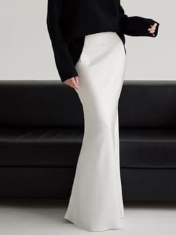 Elegant White Satin Long Skirt Women Solid High Waist Slim Fishtail Maxi Skirt 2026 New Casual Daily Commute Office Lady Skirts