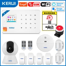 KERUI W181 Tuya Smart WIFI GSM Security Alarm System Works With Alexa Home Burglar Motion Detector Door Sensor Outdooor Camera