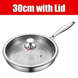 Uwhise Uncoated Titanium Frying Pan Non Stick Hammered Skillet With Glass Lid Metal Utensil Steak Eggs Kitchen Frying Pan